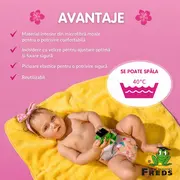 Scutec reutilizabil pentru inot bebelusi, roz, marimea 1, 4 - 9 kg, freds swim academy