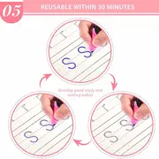 Set cu 4 caiete de lucru si stilou magic pentru scris si desenat sank magic, rechizite scolare, multicolor, 19 cm x 13 cm