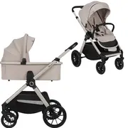 Carucior 2 in 1, Lionelo, Layla, Pana la 22 kg, Cadru aluminiu, Cu landou intarit si salteluta din spuma AirDots, Reversibil, Cu ventilatie 3D, Cu accesorii, EN1888-1, EN1888-2, EN1466, Bej BYNLO-LAYLA_2IN1_BEIGE_SAND