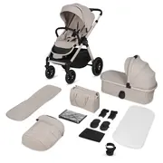 Carucior 2 in 1, Lionelo, Layla, Pana la 22 kg, Cadru aluminiu, Cu landou intarit si salteluta din spuma AirDots, Reversibil, Cu ventilatie 3D, Cu accesorii, EN1888-1, EN1888-2, EN1466, Bej BYNLO-LAYLA_2IN1_BEIGE_SAND