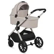 Carucior 2 in 1, Lionelo, Layla, Pana la 22 kg, Cadru aluminiu, Cu landou intarit si salteluta din spuma AirDots, Reversibil, Cu ventilatie 3D, Cu accesorii, EN1888-1, EN1888-2, EN1466, Bej BYNLO-LAYLA_2IN1_BEIGE_SAND