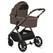 Carucior 2 in 1, Lionelo, Layla, Pana la 22 kg, Cadru aluminiu, Cu landou intarit si salteluta din spuma AirDots, Reversibil, Cu ventilatie 3D, Cu accesorii, EN1888-1-2, EN1466, Maro BYNLO-LAYLA_2IN1_BEIGE_TAUPE