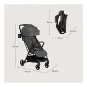 Carucior sport, Lionelo, Agia, 7.3 kg, Ultracompact, Pliere rapida cu o mana, Suport pentru biberon inclus, Sezutul lat si confortabil, 6-48 luni, Sustine 22 kg, Gri BYNLO-AGIA_GREY_STONE