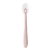 Lingurita din silicon lichid, ultra-moale si delicata cu gingiile, cu carcasa, 4 luni+, Blush