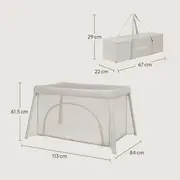 Patut multifunctional, Lionelo, Mila, 2 in 1, Saltea 4 cm cu spuma T25, 2 niveluri de inaltime, Pliere rapida, Intrare laterala, Geanta de transport inclusa, 0-36 luni, Pana la 15 kg, Bej BYNLO-MILA_BEIGE_CREAM