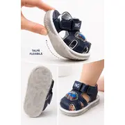 Sandale bleumarin cu luminite, talpa flexibila - masinuta sndn5-17