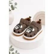 Sandale cu piuitoare si talpa flexibila - ursulet cu urechiuse 3d sndn5-18