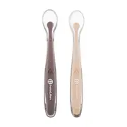 Set 2 lingurite, Petite&Mars, Take&Match, Includ cutie pentru depozitare, Adecvate pentru masina de spalat vase, Fara BPA, 6 luni+, Maro BYN728127