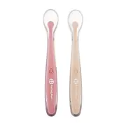 Set 2 lingurite, Petite&Mars, Take&Match, Includ cutie pentru depozitare, Adecvate pentru masina de spalat vase, Fara BPA, 6 luni+, Roz/ Bej BYN728126