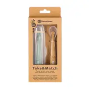 Set 2 lingurite, Petite&Mars, Take&Match, Includ cutie pentru depozitare, Adecvate pentru masina de spalat vase, Fara BPA, 6 luni+, Verde/ Galben BYN728125