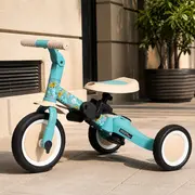 Tricicleta, Petite&Mars, Turbo, Editie limitata, 5 in 1, Multifunctionala, Vehicul de impins, Bicicleta cu/fara pedale, Cu maner de ghidaj, Detasabil, Roti din cauciuc, Pana la 25 kg, 1.5-5 ani, Dino Park BYN613383