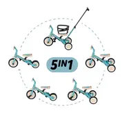 Tricicleta, Petite&Mars, Turbo, Editie limitata, 5 in 1, Multifunctionala, Vehicul de impins, Bicicleta cu/fara pedale, Cu maner de ghidaj, Detasabil, Roti din cauciuc, Pana la 25 kg, 1.5-5 ani, Dino Park BYN613383