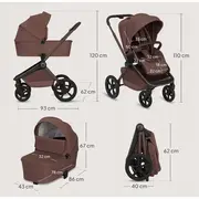 Carucior 2 in 1, Lionelo, Freya, Landou si salteluta ventilate, Pliabil, Reglare spatar-3 pozitii, Suport de picioare-4 pozitii, Maner reglabil-3 pozitii, Adaptori inclusi compatibili cu Cybex, Maxi-Cosi, Kiddy, Avionaut, Sustine 22 kg, 0luni+, Maro BYNLO