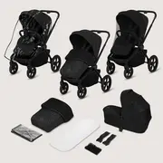 Carucior 2 in 1, Lionelo, Freya, Landou si salteluta ventilate, Pliabil, Reglare spatar-3 pozitii, Suport de picioare-4 pozitii, Maner reglabil-3 pozitii, Adaptori inclusi compatibili cu Cybex, Maxi-Cosi, Kiddy, Avionaut, Sustine 22 kg, 0luni+, Negru BYNL