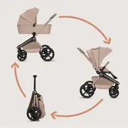 Carucior 2 in 1, Lionelo, Freya, Landou si salteluta ventilate, Pliabil, Reglare spatar-3 pozitii, Suport de picioare-4 pozitii, Maner reglabil-3 pozitii, Adaptori inclusi compatibili cu Cybex, Maxi-Cosi, Kiddy, Avionaut, Sustine 22 kg, 0luni+, Bej BYNLO