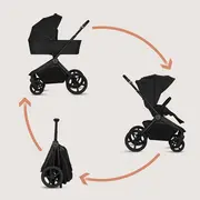 Carucior 2 in 1, Lionelo, Freya, Landou si salteluta ventilate, Pliabil, Reglare spatar-3 pozitii, Suport de picioare-4 pozitii, Maner reglabil-3 pozitii, Adaptori inclusi compatibili cu Cybex, Maxi-Cosi, Kiddy, Avionaut, Sustine 22 kg, 0luni+, Negru BYNL