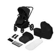Carucior 2 in 1, Lionelo, Freya, Landou si salteluta ventilate, Pliabil, Reglare spatar-3 pozitii, Suport de picioare-4 pozitii, Maner reglabil-3 pozitii, Adaptori inclusi compatibili cu Cybex, Maxi-Cosi, Kiddy, Avionaut, Sustine 22 kg, 0luni+, Negru BYNL
