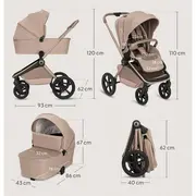 Carucior 3 in 1, Lionelo, Freya, Cu scoica ADAC, Landou si salteluta ventilate, Pliabil, Reglare spatar in 3 pozitii, Suport de picioare in 4 pozitii, Maner reglabil in 3 pozitii, Sustine 22 kg, Cu accesorii, 0 luni+, Bej BYNLO-FREYA_3IN1_BEIGE_SAND