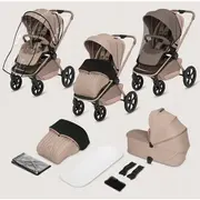 Carucior 3 in 1, Lionelo, Freya, Cu scoica ADAC, Landou si salteluta ventilate, Pliabil, Reglare spatar in 3 pozitii, Suport de picioare in 4 pozitii, Maner reglabil in 3 pozitii, Sustine 22 kg, Cu accesorii, 0 luni+, Bej BYNLO-FREYA_3IN1_BEIGE_SAND
