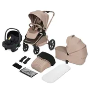 Carucior 3 in 1, Lionelo, Freya, Cu scoica ADAC, Landou si salteluta ventilate, Pliabil, Reglare spatar in 3 pozitii, Suport de picioare in 4 pozitii, Maner reglabil in 3 pozitii, Sustine 22 kg, Cu accesorii, 0 luni+, Bej BYNLO-FREYA_3IN1_BEIGE_SAND