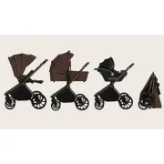 Carucior 3 in 1, Lionelo, Mika Plus, Cadru din aluminiu, Cu landou intarit si salteluta moale, Cu scoica auto testata ADAC, Reversibil, Cu sistem de ventilatie 3D, Cu accesorii, Pana la 22 kg, EN1888-1 EN1888-2 EN1466 ECE R129, Mocha Mousse BYNLO-MIKA_PLU