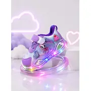 Adidasi cu lumini led, model ponei, piele ecologica, fete, mov adt-19-1
