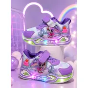 Adidasi cu lumini led, model ponei, piele ecologica, fete, mov adt-19-1