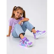 Adidasi cu lumini led, model ponei, piele ecologica, fete, mov adt-19-1