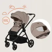 Carucior 3 in 1, Lionelo, Greet, Pana la 15 kg, Cadru aluminiu, Cu landou si salteluta moale, Cu scoica auto, Reversibil, Cu accesorii, Maner, suport pentru picioare, spatar reglabile, Bej BYNLO-GREET_BEIGE_TAUPE