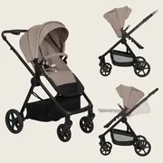 Carucior 3 in 1, Lionelo, Greet, Pana la 15 kg, Cadru aluminiu, Cu landou si salteluta moale, Cu scoica auto, Reversibil, Cu accesorii, Maner, suport pentru picioare, spatar reglabile, Bej BYNLO-GREET_BEIGE_TAUPE
