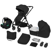 Carucior 3 in 1, Lionelo, Greet, Pana la 15 kg, Cadru aluminiu, Cu landou si salteluta moale, Cu scoica auto, Reversibil, Cu accesorii, Maner, suport pentru picioare, spatar reglabile, Negru BYNLO-GREET_BLACK_ONYX