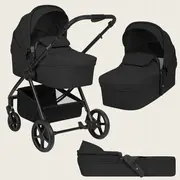 Carucior 3 in 1, Lionelo, Greet, Pana la 15 kg, Cadru aluminiu, Cu landou si salteluta moale, Cu scoica auto, Reversibil, Cu accesorii, Maner, suport pentru picioare, spatar reglabile, Negru BYNLO-GREET_BLACK_ONYX