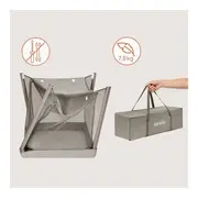 Patut multifunctional, Lionelo, Mila, 2 in 1, Saltea 4 cm cu spuma T25, 2 niveluri de inaltime, Pliere rapida, Intrare laterala, Geanta de transport inclusa, 0-36 luni, Pana la 15 kg, Bej Taupe BYNLO-MILA_BEIGE_TAUPE