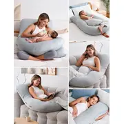Perna gravide Momcozy in forma de U Light Grey