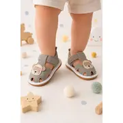 Sandale cu talpa usoara, flexibila, cu piuitoare, model cu urs, baieti, gri snd5-10-1
