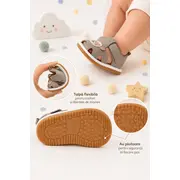 Sandale cu talpa usoara, flexibila, cu piuitoare, model cu urs, baieti, gri snd5-10-1