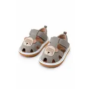 Sandale cu talpa usoara, flexibila, cu piuitoare, model cu urs, baieti, gri snd5-10-1