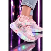Pantofi sport cu lumini led, model cute doll, piele ecologica, fete, roz ad30-8-7-1