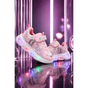 Pantofi sport cu lumini led, model cute doll, piele ecologica, fete, roz ad30-8-7-1