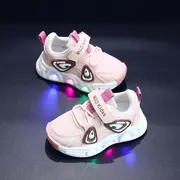 Pantofi sport cu lumini led, model super panda, textil, fete, roz adt-19-1