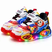 Pantofi sport cu lumini led, super colour, baieti, piele ecologica, multicolor ad2026-1-1