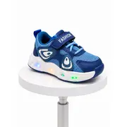 Pantofi sport cu lumini led, super navy style, textil, baieti, bleumarin adt-33-2