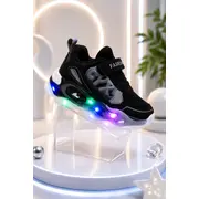 Adidasi cu lumini led, model cyx, baieti, piele ecologica, negru adt-58-1