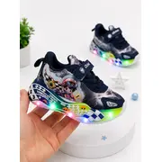 Pantofi sport cu lumini led, model masinuta de curse, superbaby, bleumarine adt-60-x1