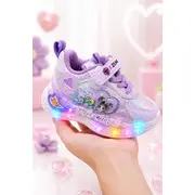 Pantofi sport cu lumini led, model shine, piele ecologica, fete, mov adt-19-1