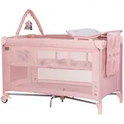 Patut pliabil cu saltea de infasat Chipolino Luna powder pink HUBKOSILU264PP