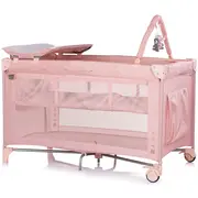 Patut pliabil cu saltea de infasat Chipolino Luna powder pink HUBKOSILU264PP