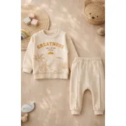 Trening bebe 2 piese din bumbac moale bluza cu imprimeu si pantaloni confortabili trpb0101
