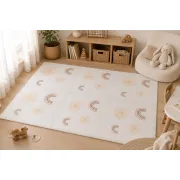 Covor Puzzle Din Spuma Meowbaby 180x60cm ,   Alb Cu Soare E I Curcubeu, 6 Piese, Impermeabil, Termoizolant   Ce, En71 Pjbmpzputs