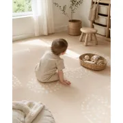 Covor Puzzle Din Spuma Meowbaby 180x60cm ,   Bej Cu Buline Albe, 6 Piese, Impermeabil, Termoizolant   Ce, En71 Pjbmpzpukp